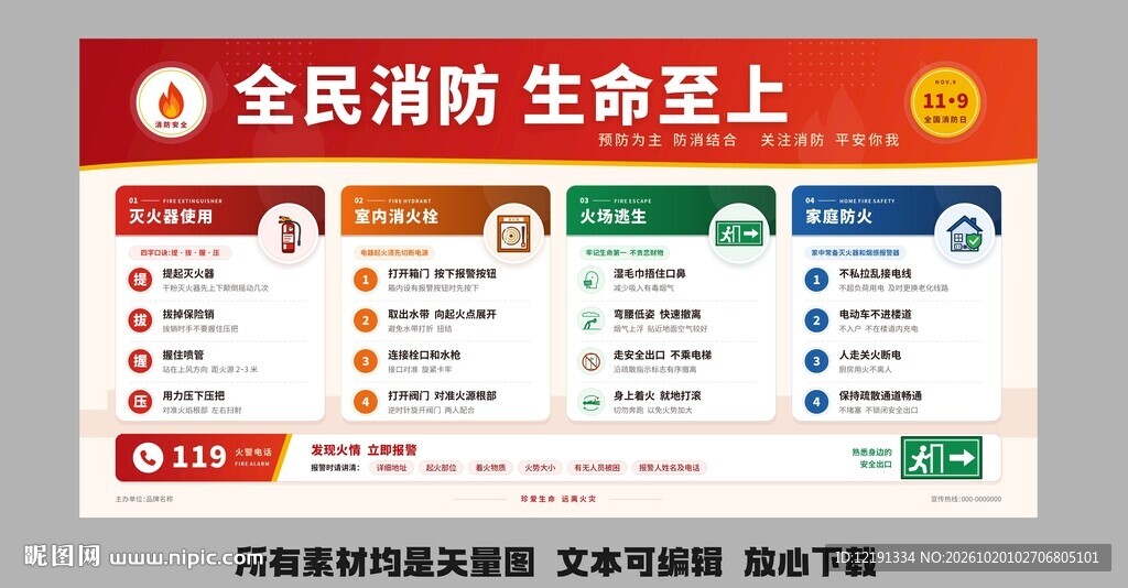 全民消防生命至上宣传展板