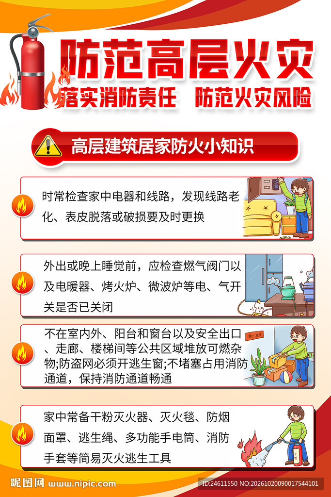 防范高层火灾科普海报