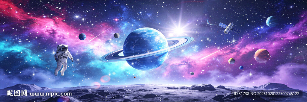 宇宙星空月球背景墙