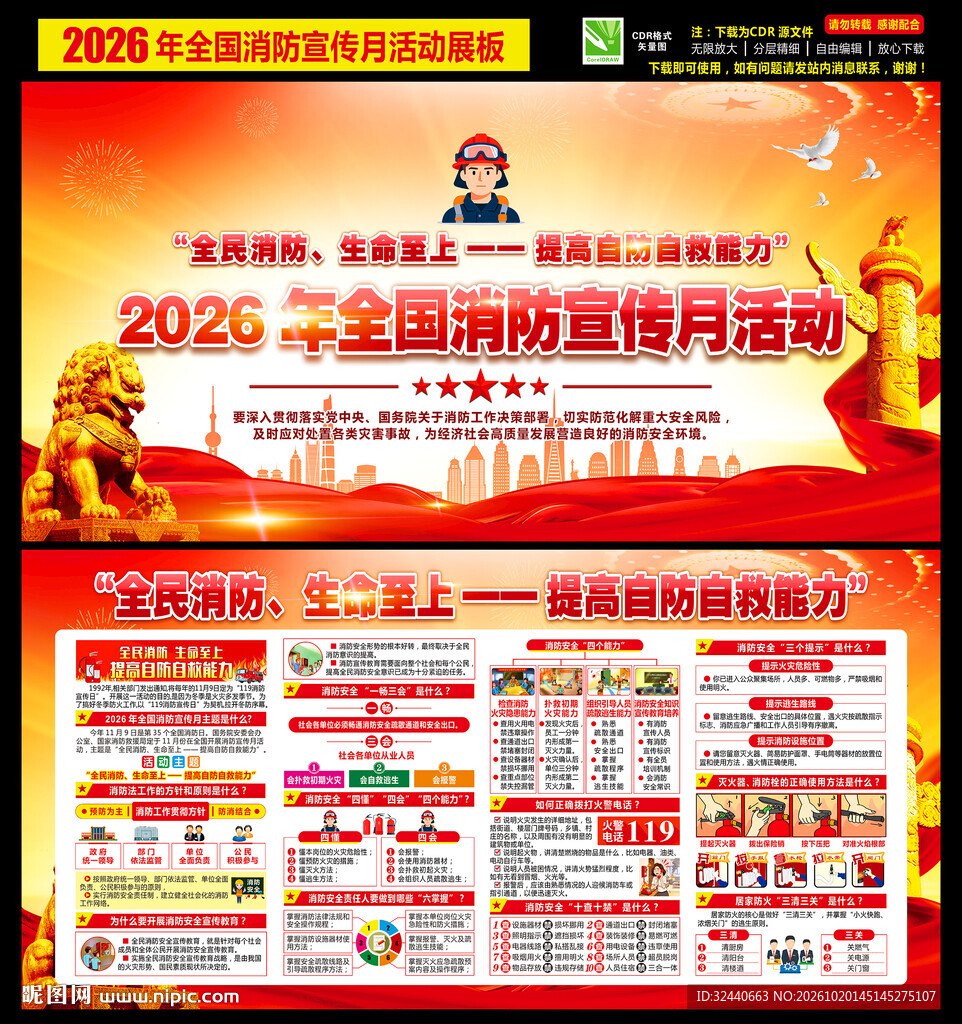 2026年全国消防宣传月展板
