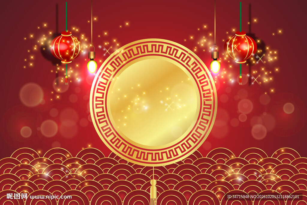中式红金新春喜庆背景