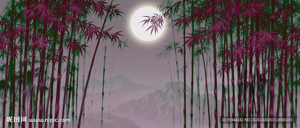 水墨竹林背景墙