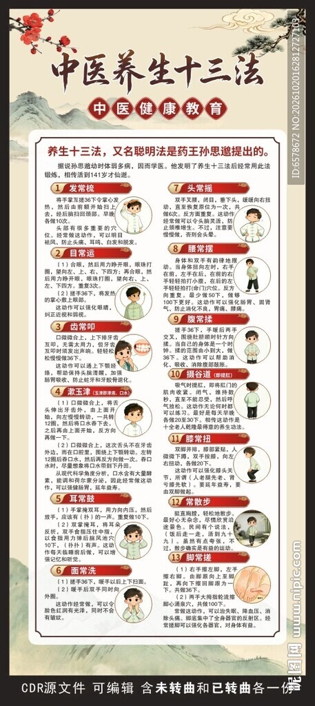 中医养生十三法展架
