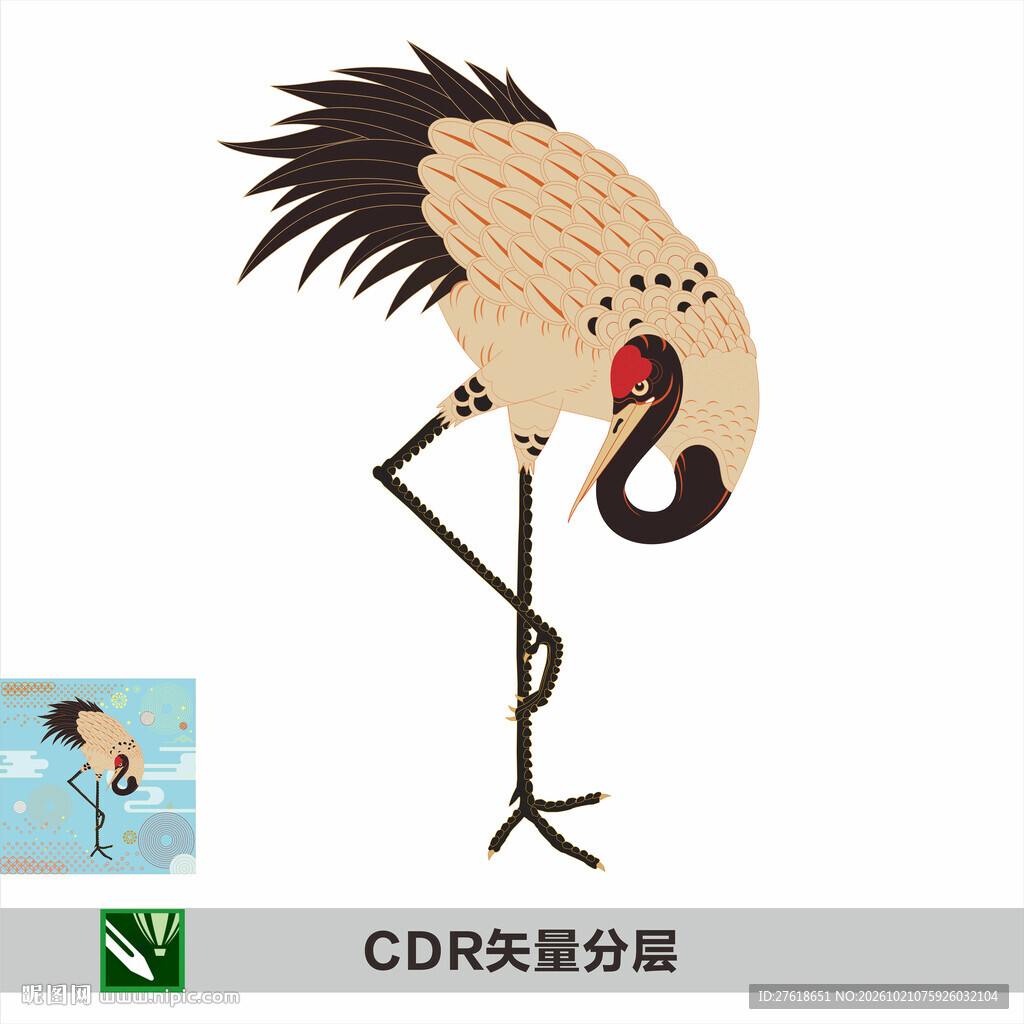 矢量丹顶鹤仙鹤