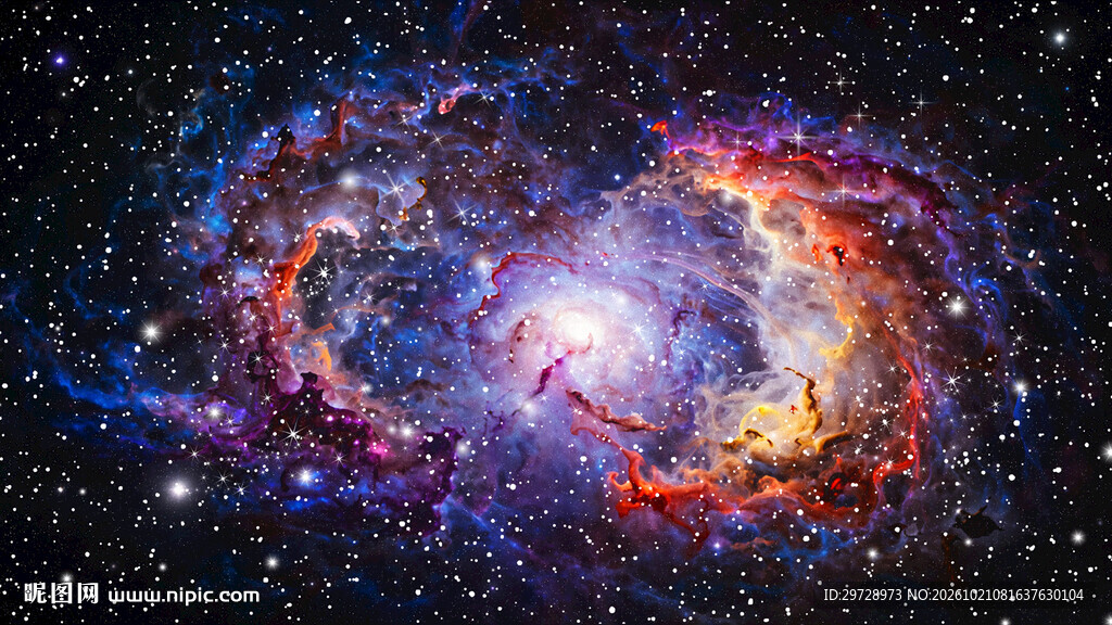 多彩旋涡星系宇宙星空