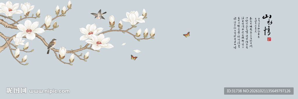 手绘兰花床头装饰画