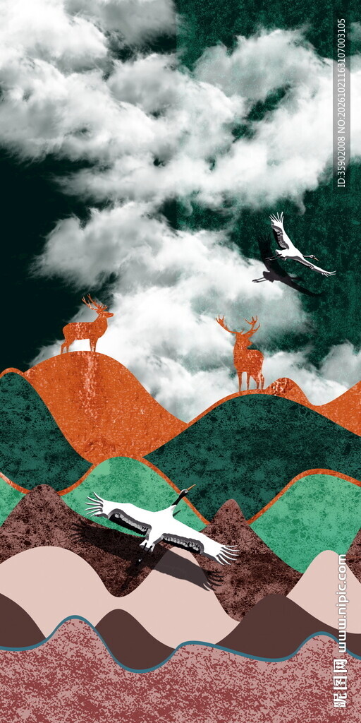 抽象山野风景玄关装饰画