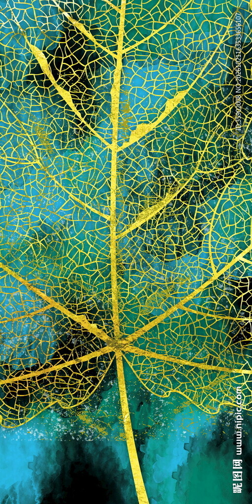 创意叶脉纹理特写玄关装饰画