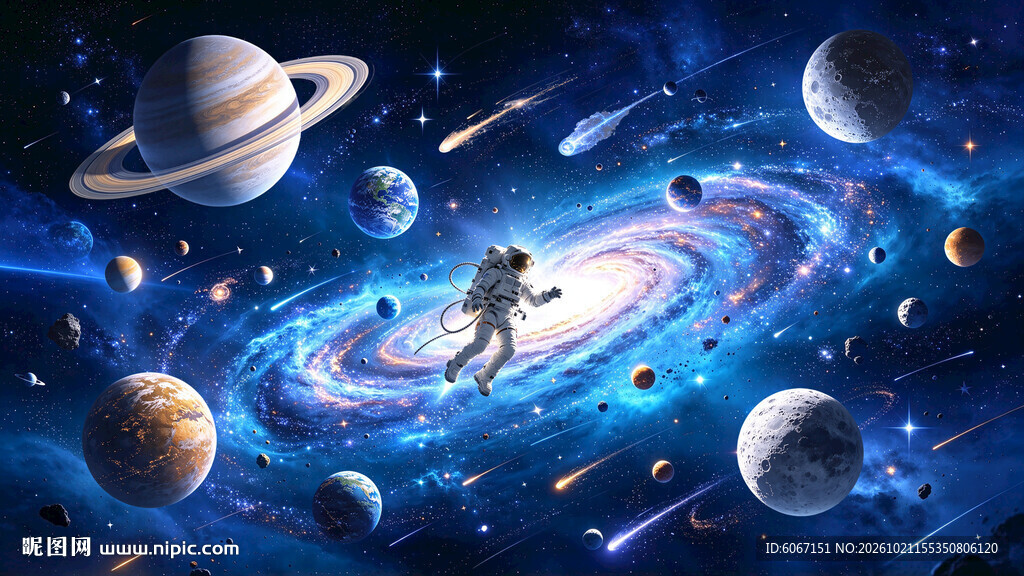 太空星球宇宙黑洞宇航员星空背景
