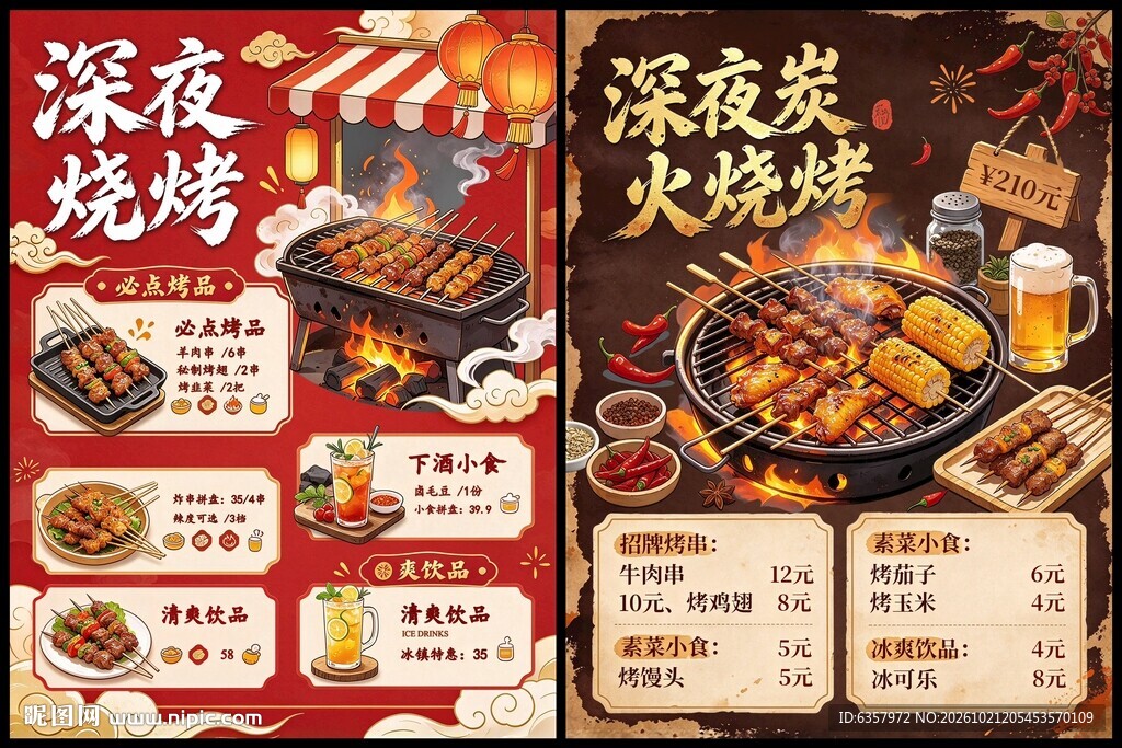 深夜烧烤菜单宣传海报