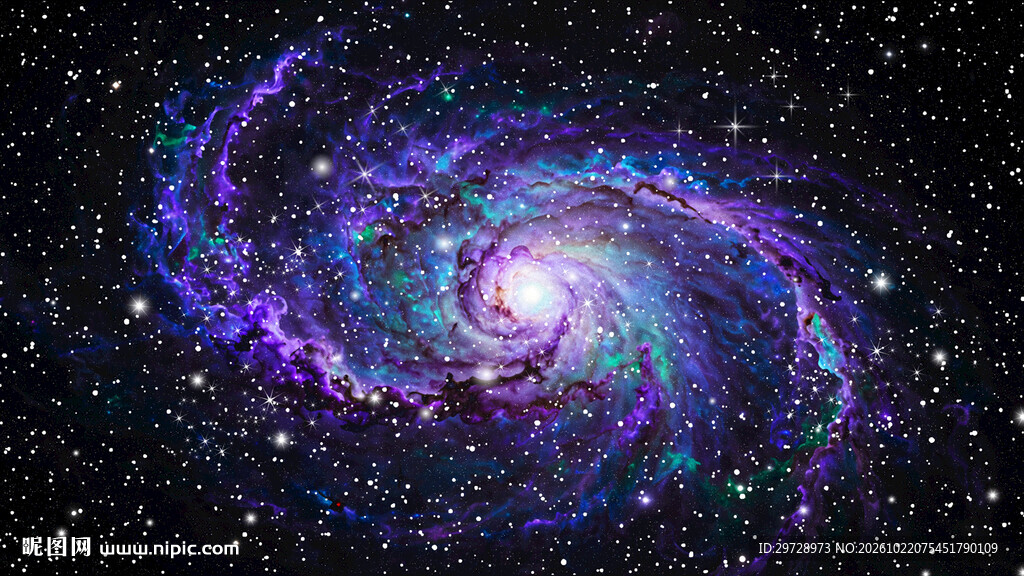 紫绿色宇宙星空