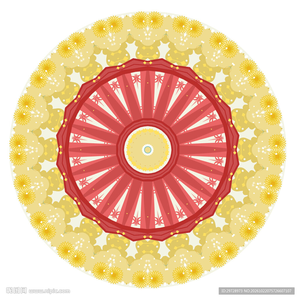 圆形米红古典花纹