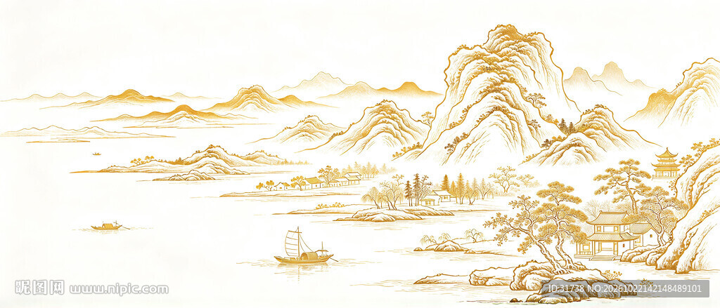 千里江山线稿