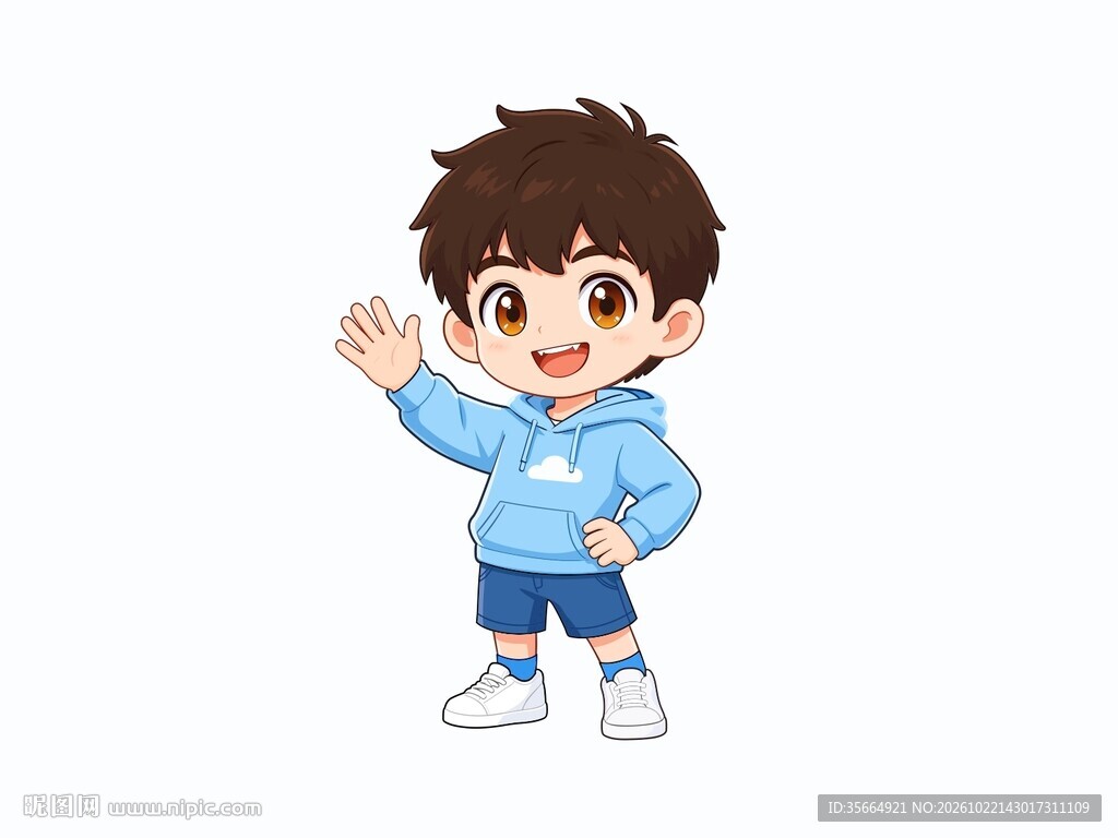 Q版挥手阳光小男孩