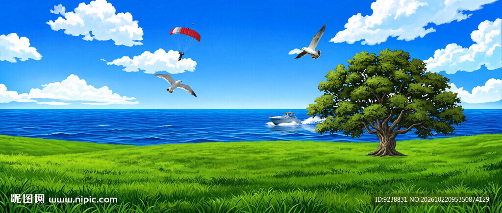 海滩油画