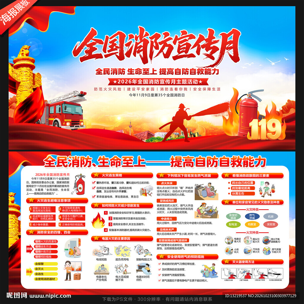 全国消防月展板