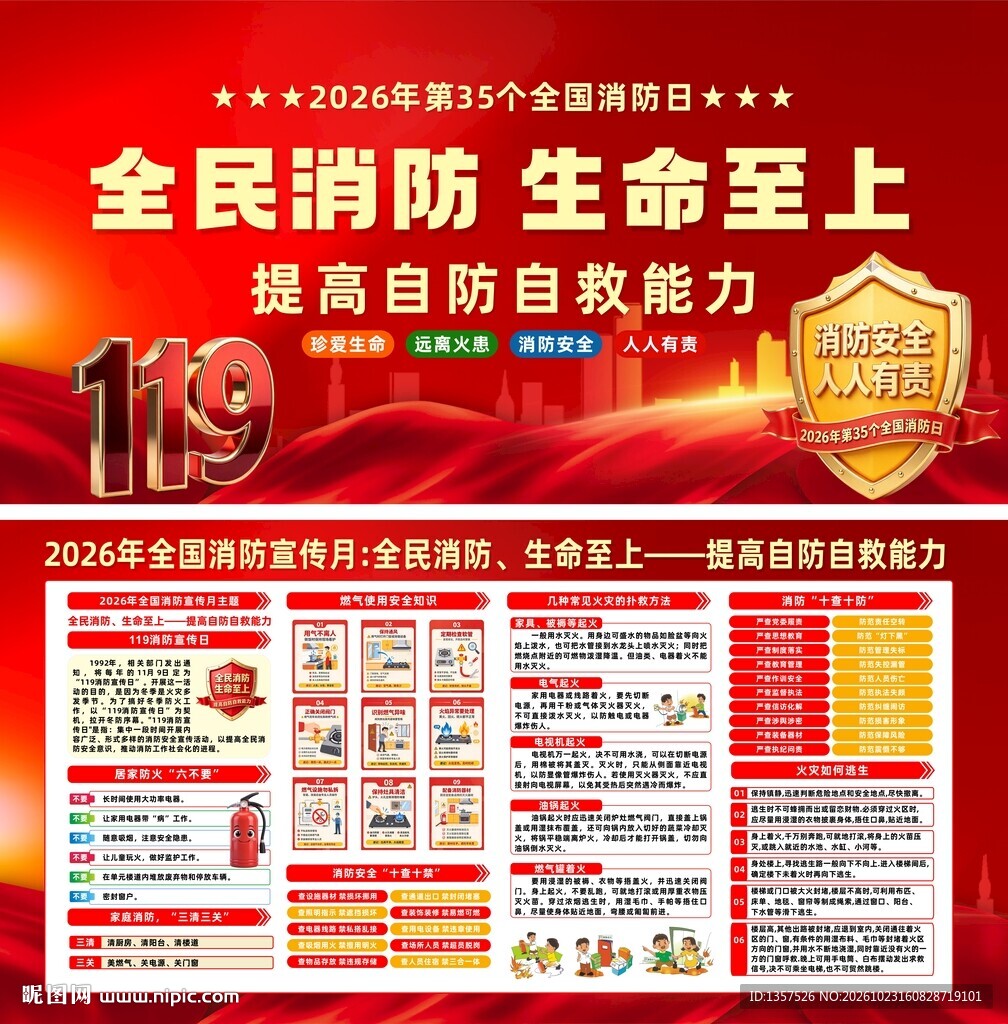 2026消防月  图片展板