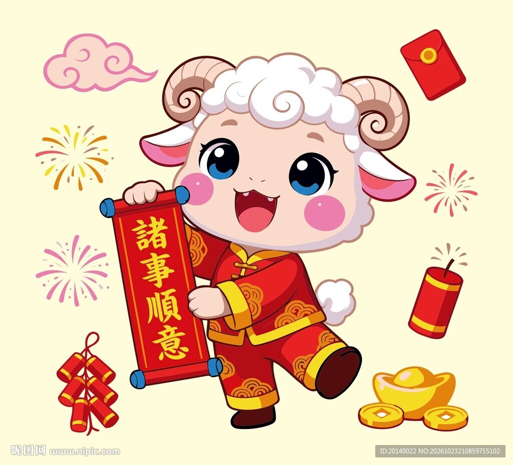 新春吉祥卡通生肖羊