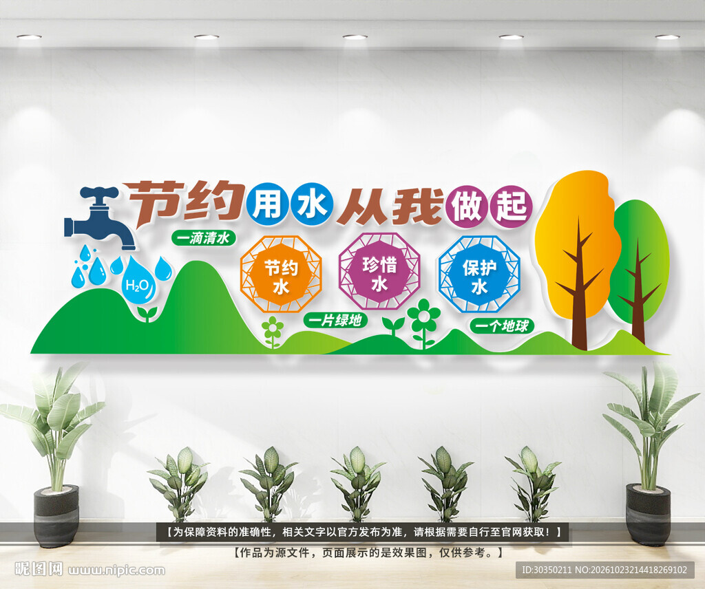 珍惜水资源节约用水宣传墙