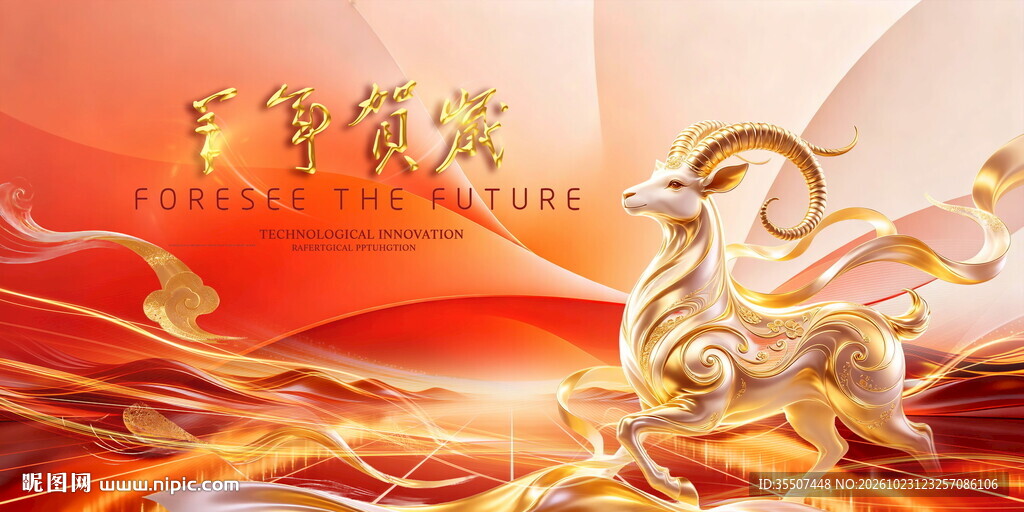 红色羊年年会背景