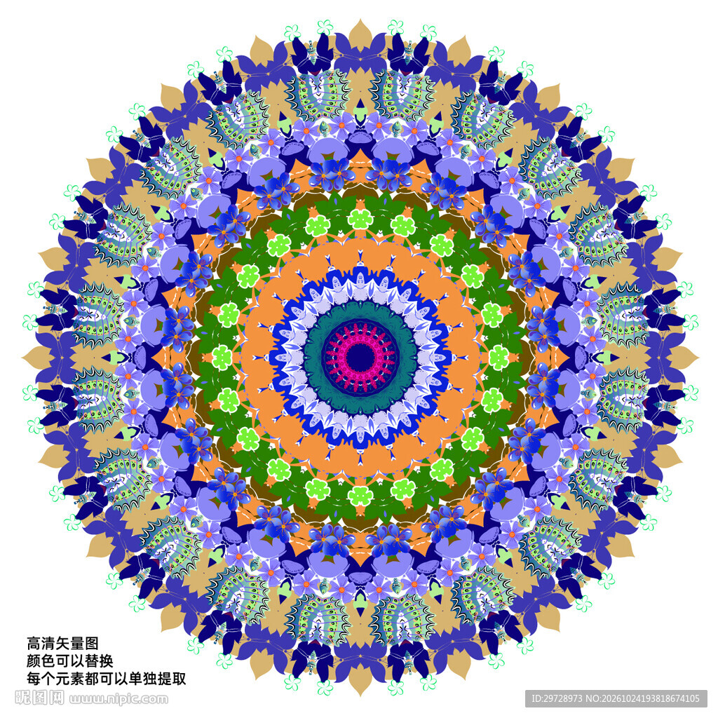 圆形奢华精美装饰花纹图案