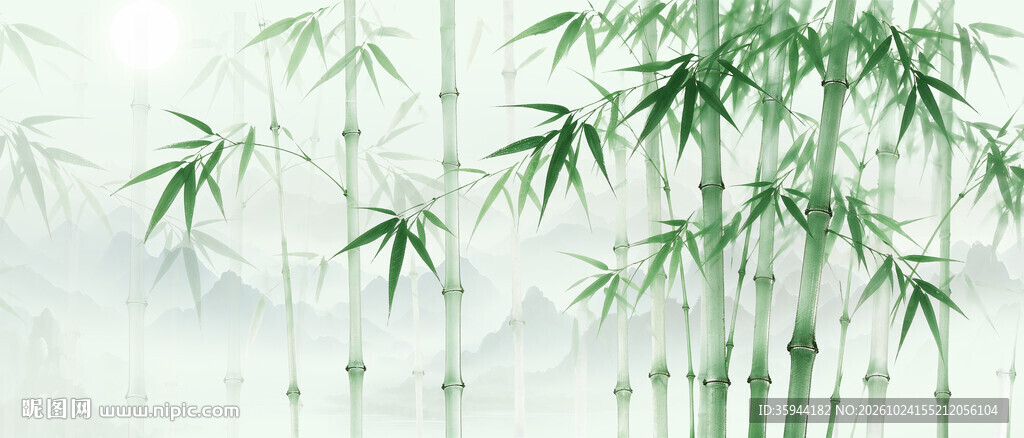 新中式灯箱水墨竹子