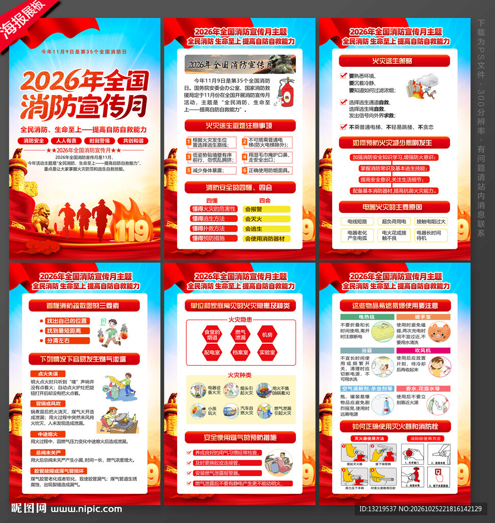全国消防宣传月展板