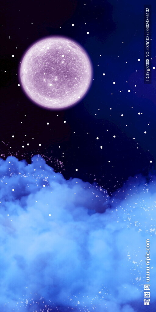 梦幻满月星空夜景玄关装饰画