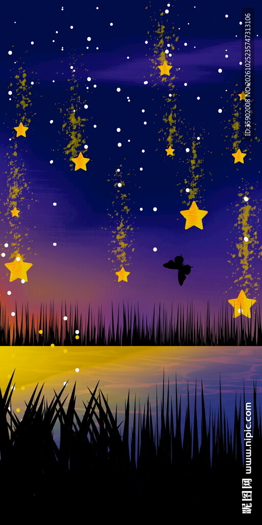 唯美星空夜景玄关装饰画