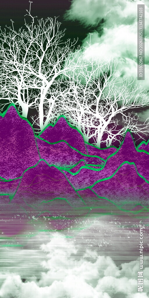 幻彩抽象山野风景玄关装饰画