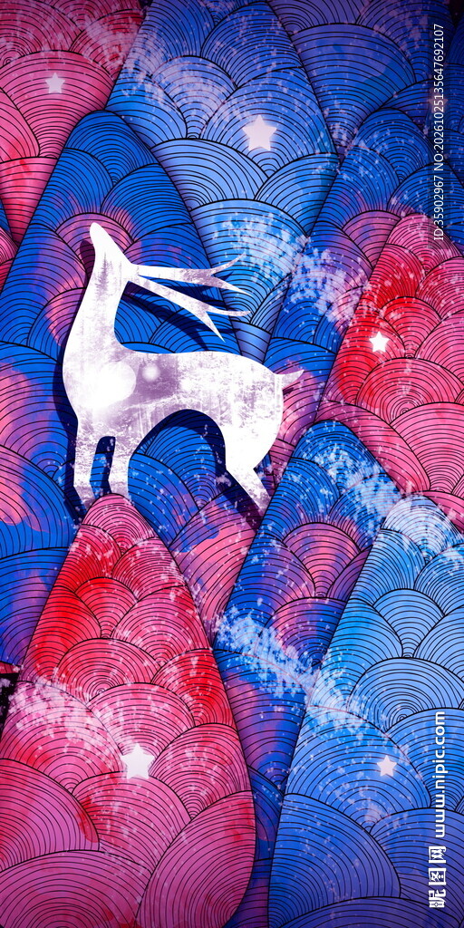 梦幻白鹿星空玄关装饰画