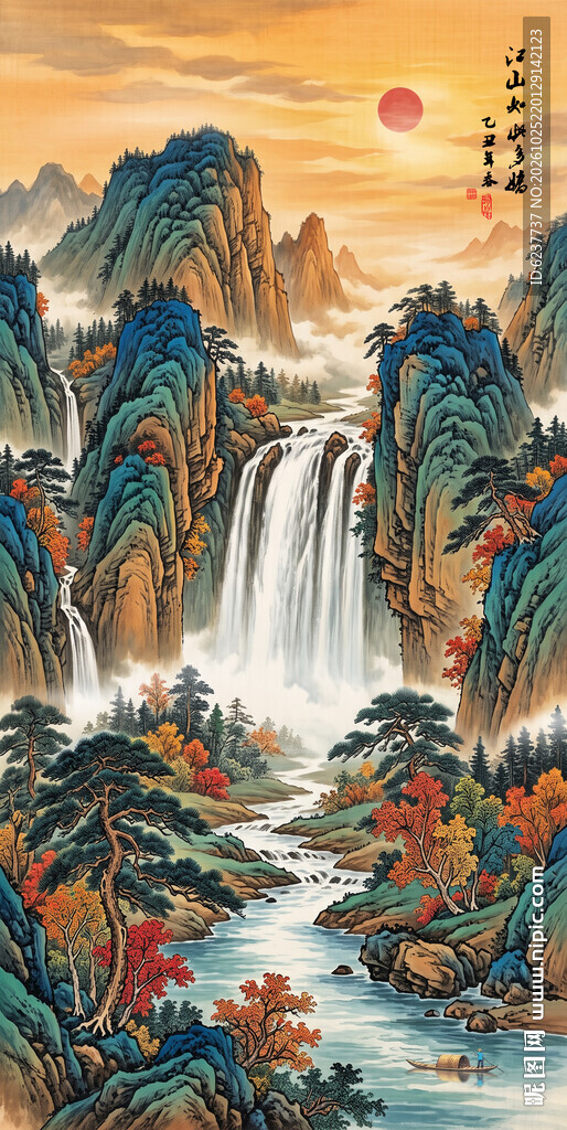竖幅山水画