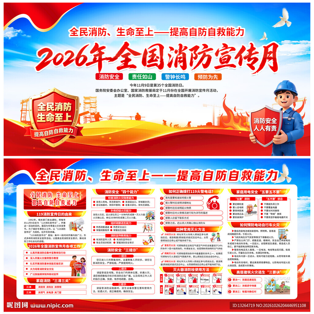 2026全国消防宣传月展板
