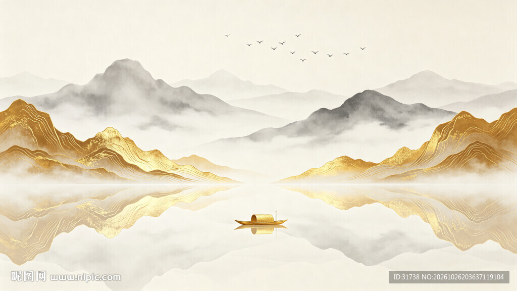 金色山水画