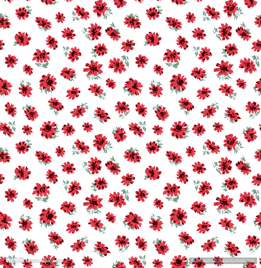 红色小碎花无缝底纹
