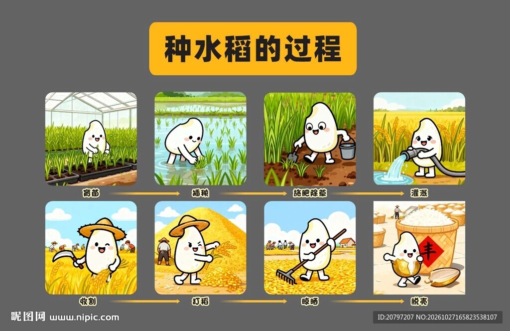 种水稻的过程卡通图解
