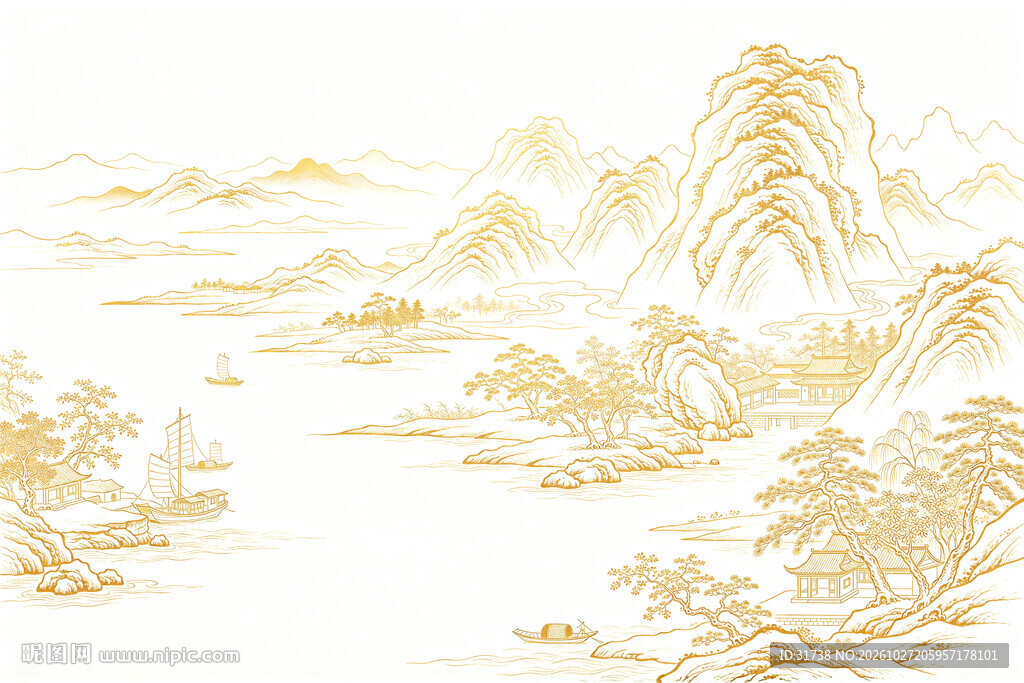 千里江山线稿