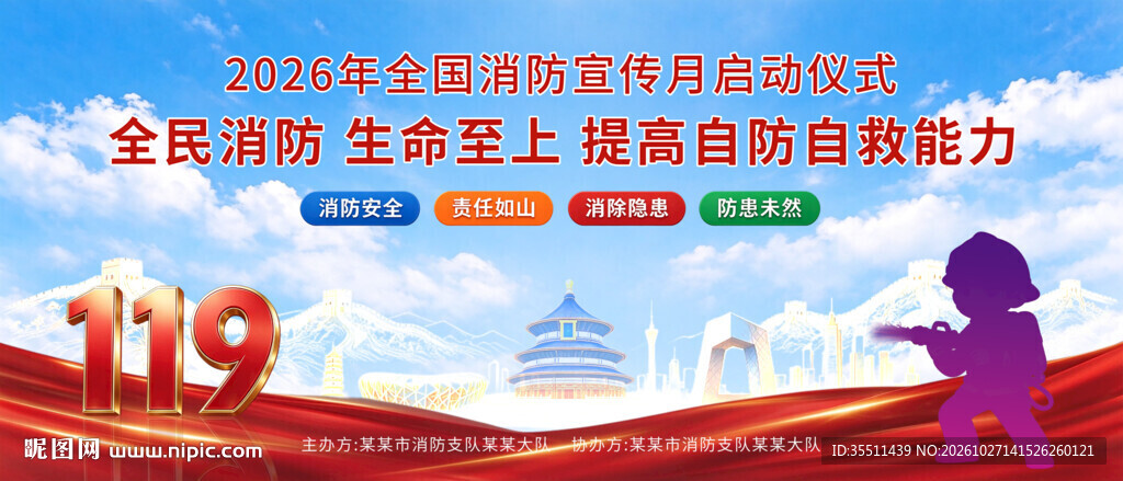 社区消防标语展板