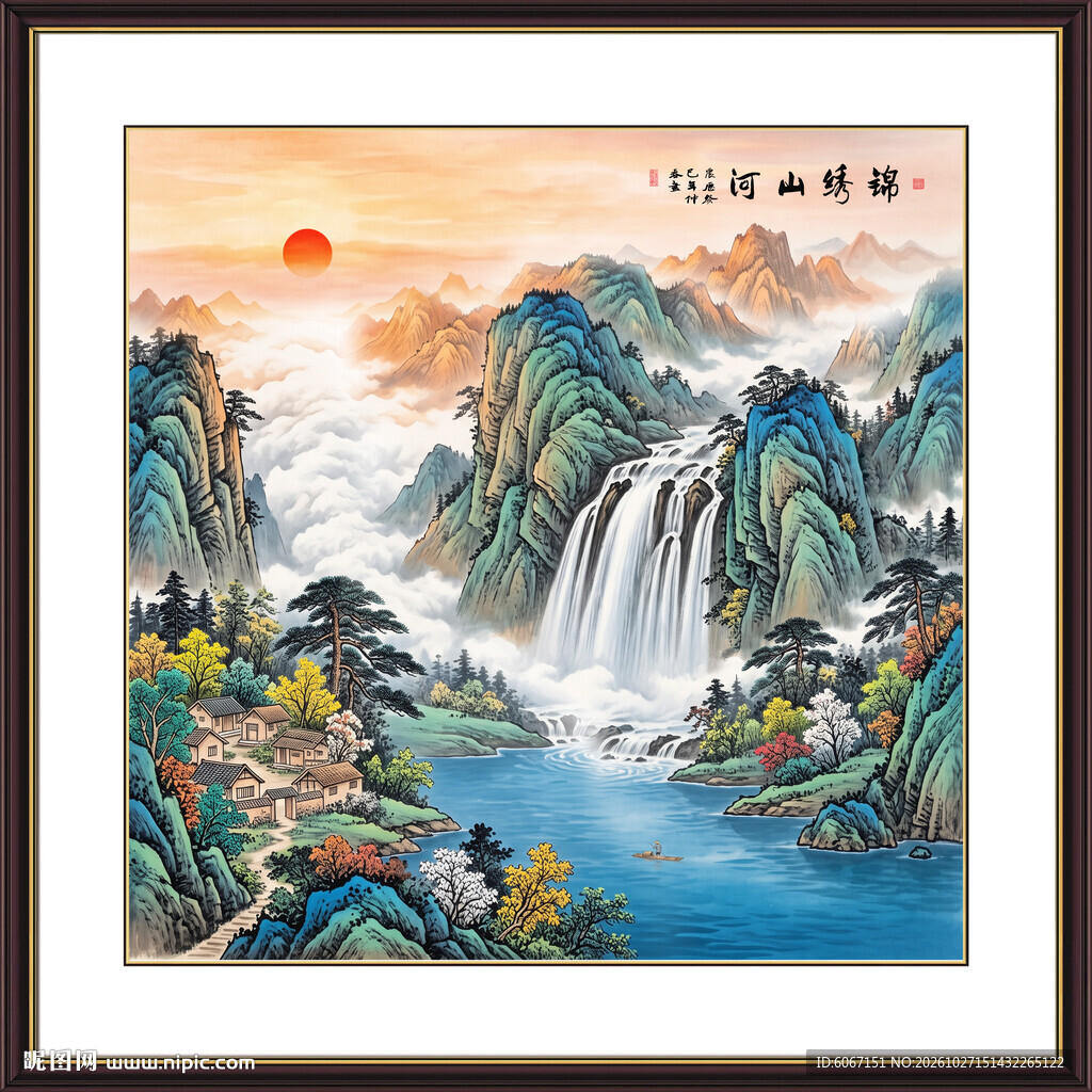 方形山水画