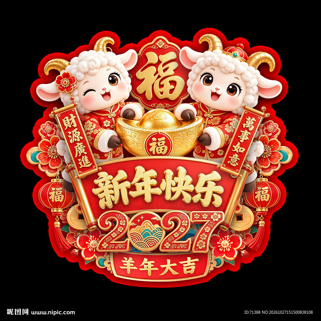 2027羊年福字门贴玻璃贴