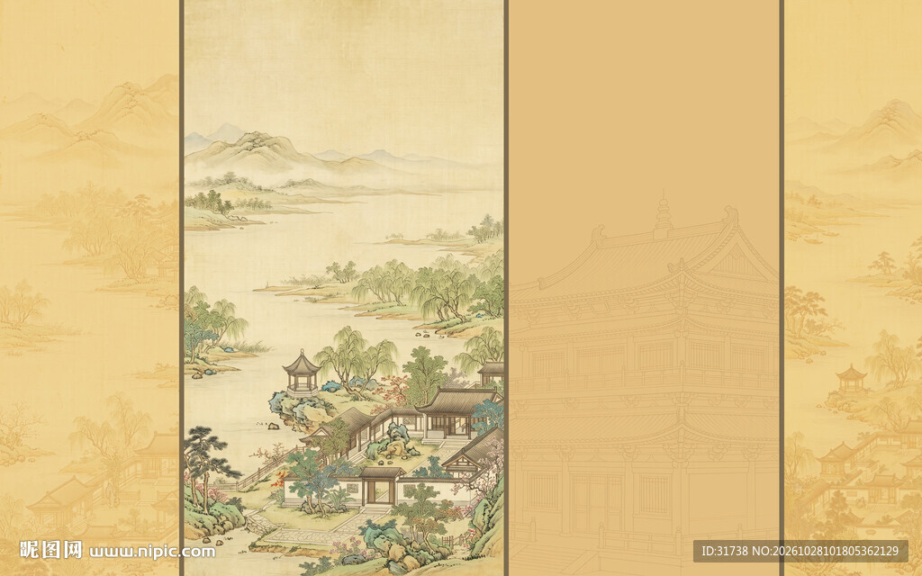 宋氏美学古风山水画形象墙