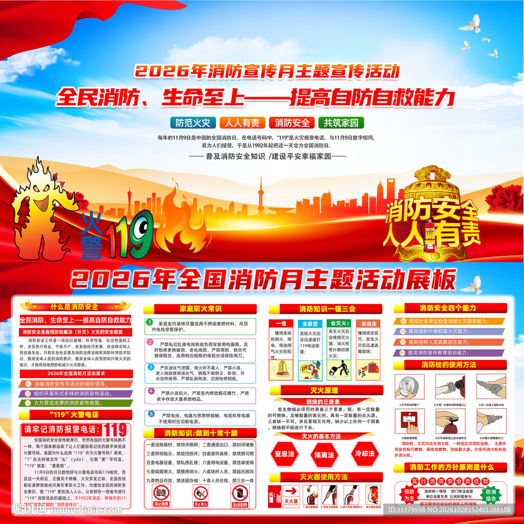 2026全国消防宣传月展板  