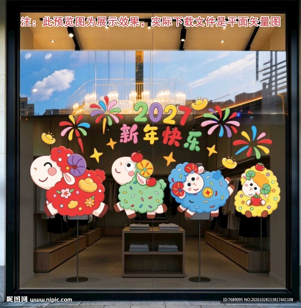 2027新年橱窗装饰贴