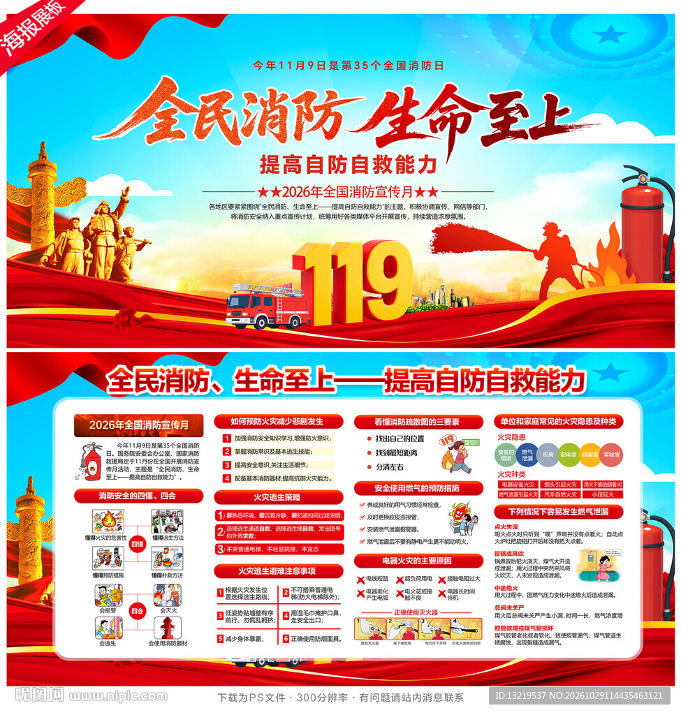 2026全国消防宣传月展板