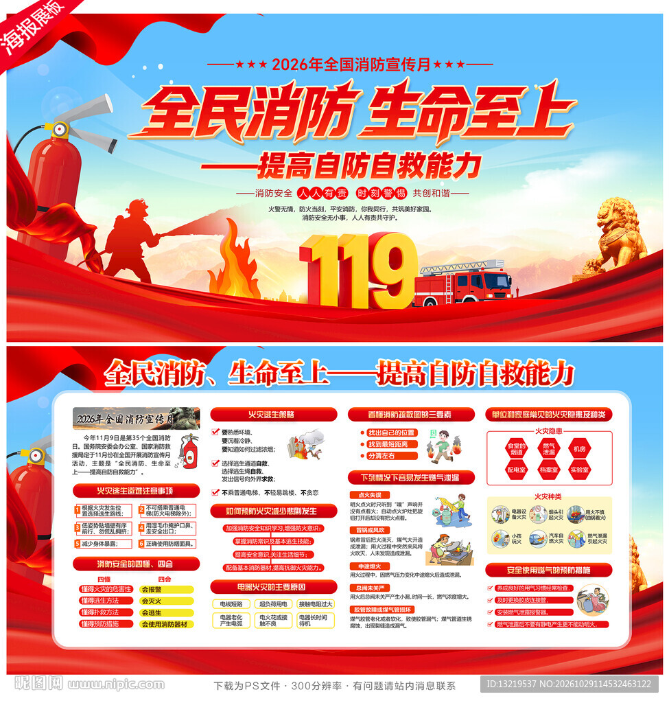 2026年全国消防月宣传展板