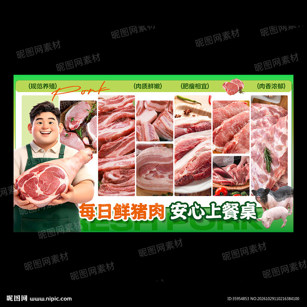 猪肉店背景展板
