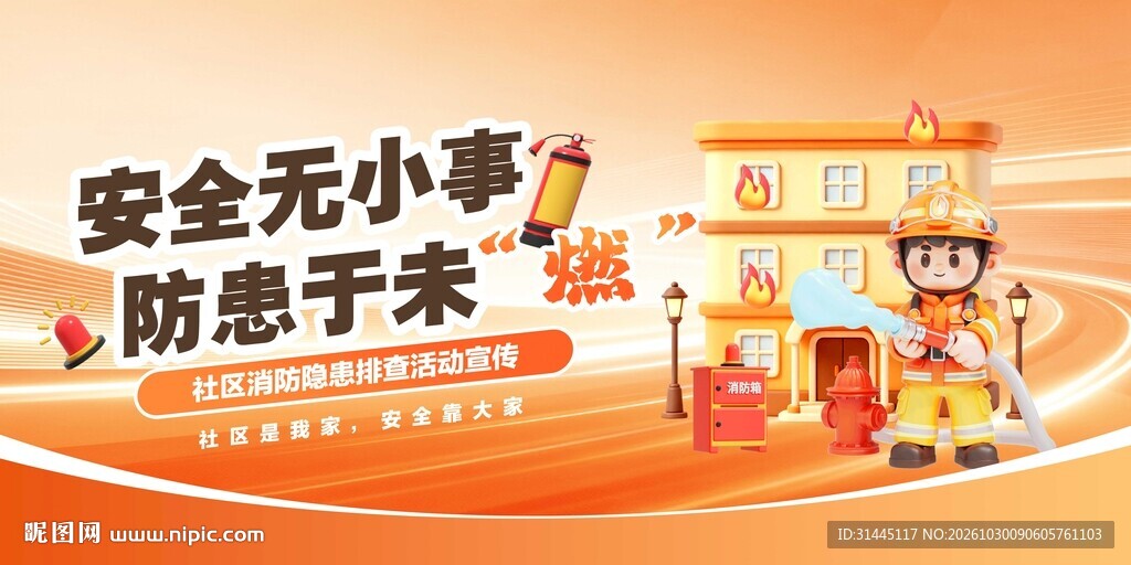 社区消防隐患排查宣传展板