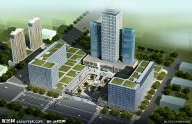 大型城市综合体建筑 景观鸟瞰表现效果图