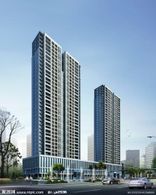 高层商业住宅楼透视效果图