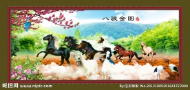 八骏金图